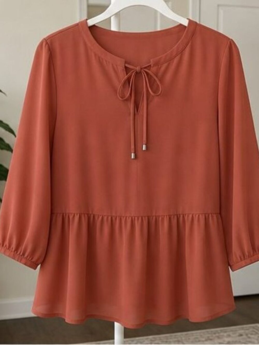 Rust Peplum Top